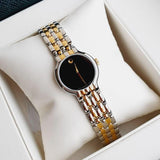  Shop Authentic Movado Veturi Quartz Black Dial Two Tone Steel Strap Watch for Women - 0606933 - Luxxuri