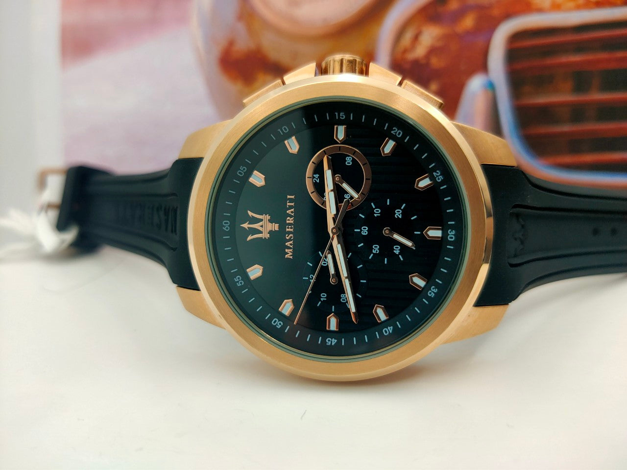  Shop Authentic Maserati SFIDA Chronograph Black Dial Black Rubber Strap Watch For Men - R851123008 - Luxxuri