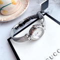  Shop Authentic Gucci Diamantissima Quartz Diamonds Mother of Pearl Dial Silver Mesh Bracelet Watch for Women - YA141504 - Luxxuri
