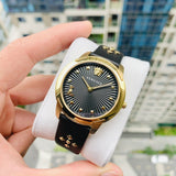  Shop Authentic Versace Audrey Quartz Black Dial Black Leather Strap Watch for Women - VELR00319 - Luxxuri