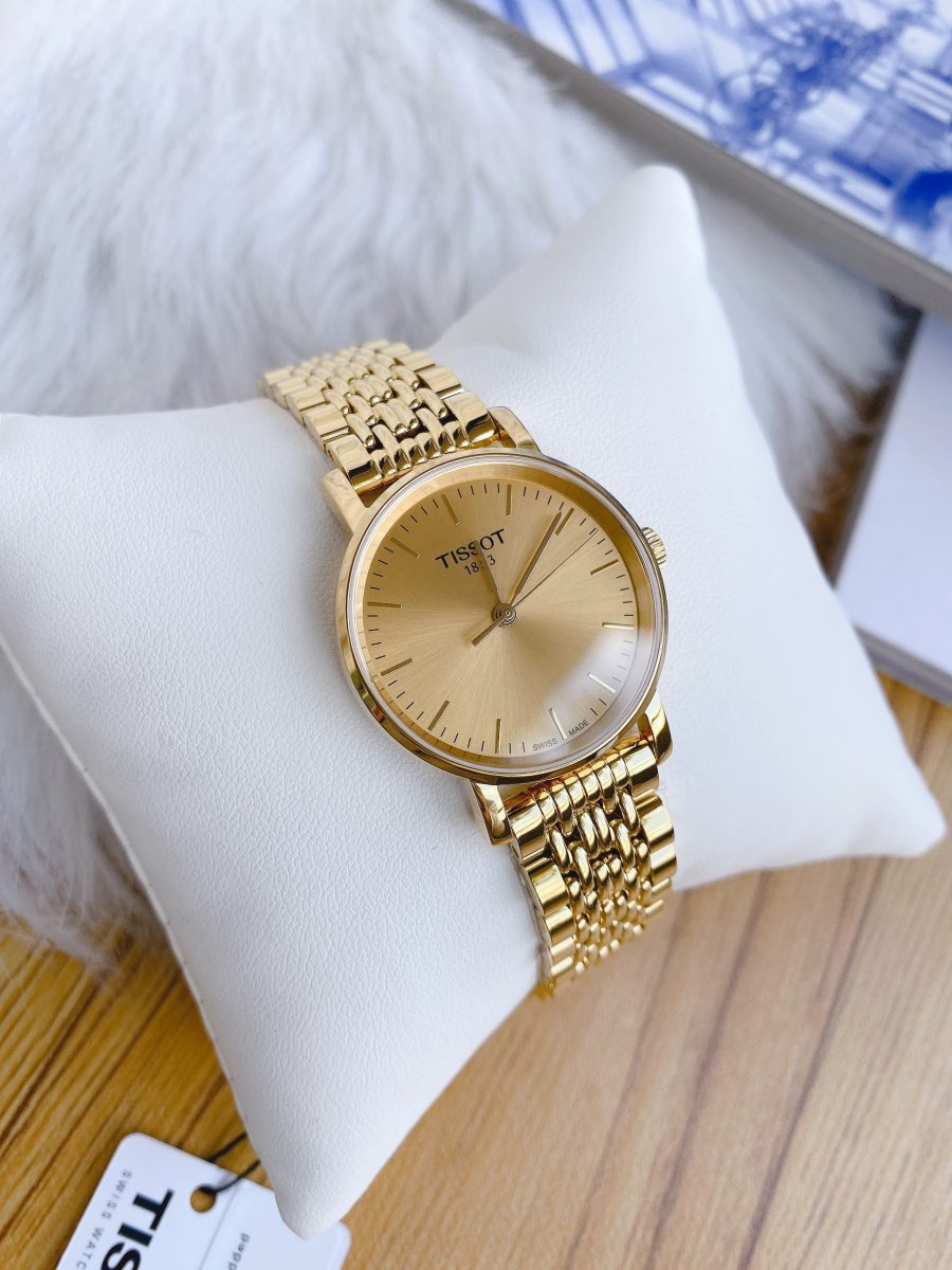 Tissot T Classic Everytime Desire Small Gold Dial Gold Mesh Bracelet Watch For Women - T109.210.33.021.00