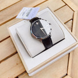  Shop Authentic Movado Ultra Slim Black Dial Black Leather Strap Watch For Women - 0607090 - Luxxuri