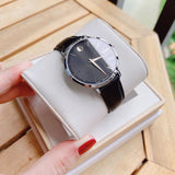  Shop Authentic Movado Ultra Slim Black Dial Black Leather Strap Watch For Women - 0607090 - Luxxuri