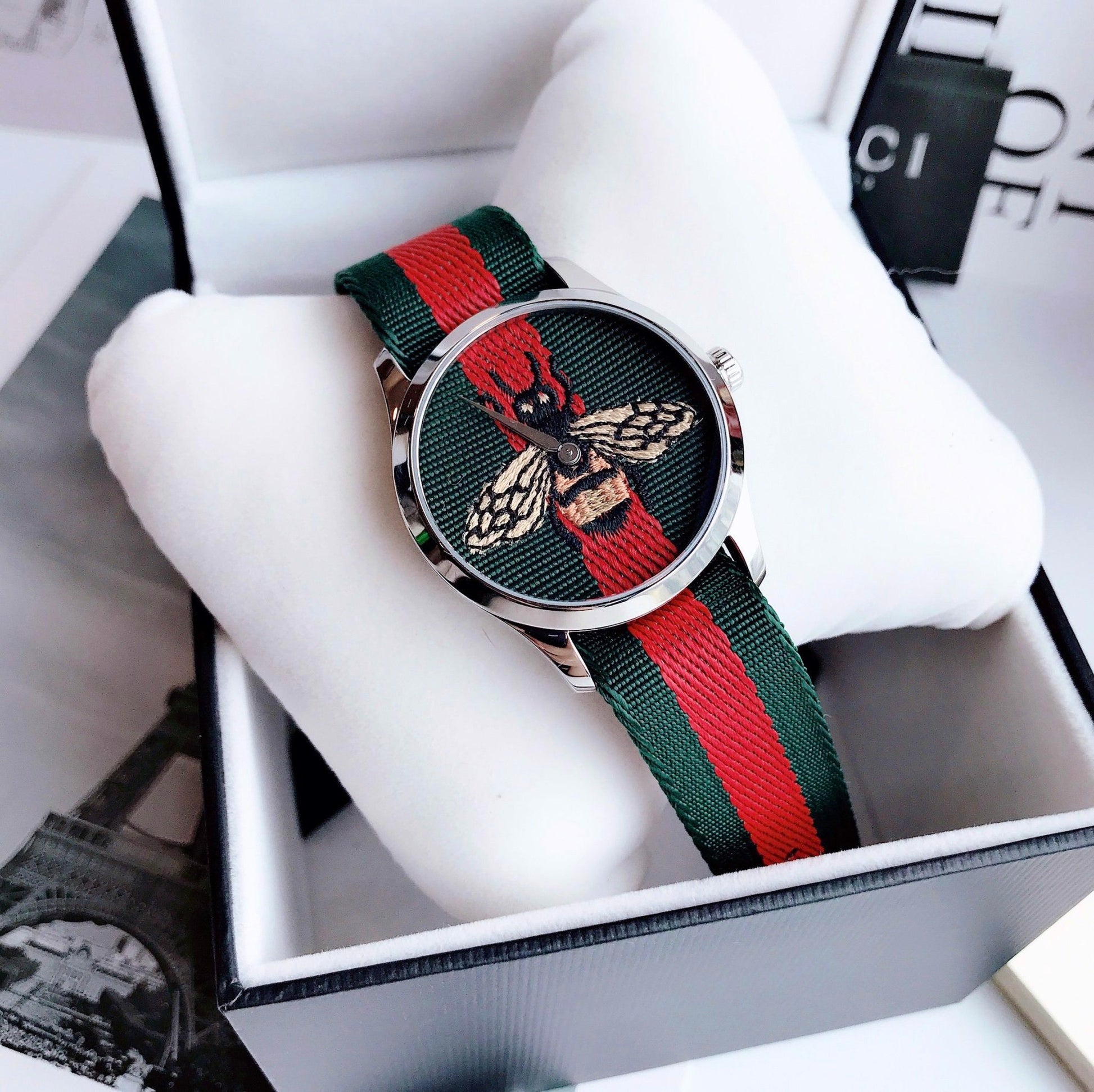  Shop Authentic Gucci Le Marche des Merveilles Red & Green Dial Red & Green Nylon Strap Unisex Watch - YA1264060 - Luxxuri