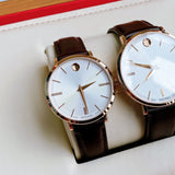  Shop Authentic Movado Ultra Slim Silver Dial Brown Leather Strap Watch For Women - 0607093 - Luxxuri