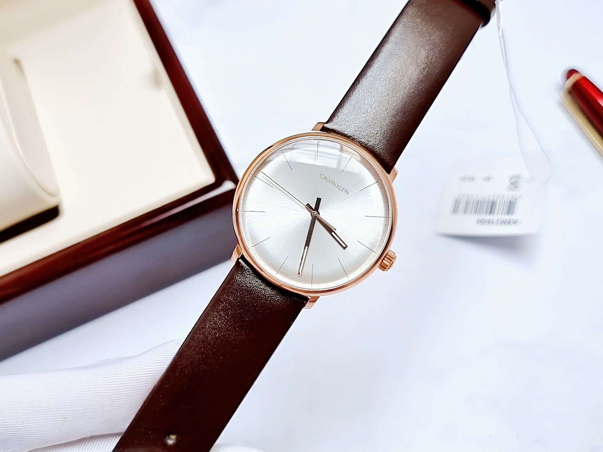  Shop Authentic Calvin Klein High Noon Silver Dial Brown Leather Strap Watch for Men - K8M216G6 - Luxxuri