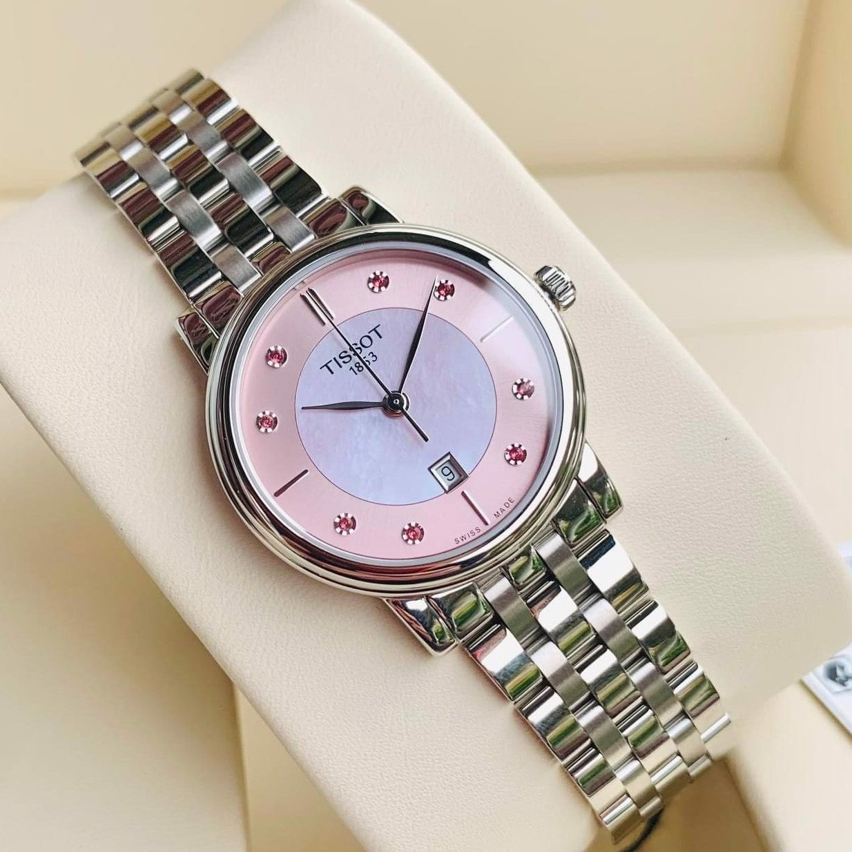  Shop Authentic Tissot T Classic Carson Premium Pink Dial Silver Steel Strap Watch for Women - T122.210.11.159.00 - Luxxuri