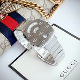  Shop Authentic Gucci Grip Quartz Silver Dial Silver Steel Strap Watch For Women - YA157401 - Luxxuri