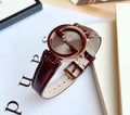  Shop Authentic Gucci Interlocking Iconic Brown Dial Brown Leather Strap Watch For Women - YA133207 - Luxxuri