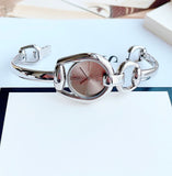  Shop Authentic Gucci Horsebit Collection Quartz Brown Dial Silver Steel Strap Watch For Women - YA139501 - Luxxuri