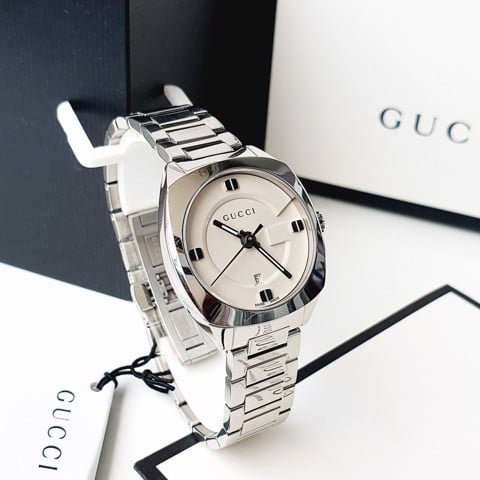  Shop Authentic Gucci GG2570 White Dial Silver Steel Strap Watch For Women - YA142502 - Luxxuri
