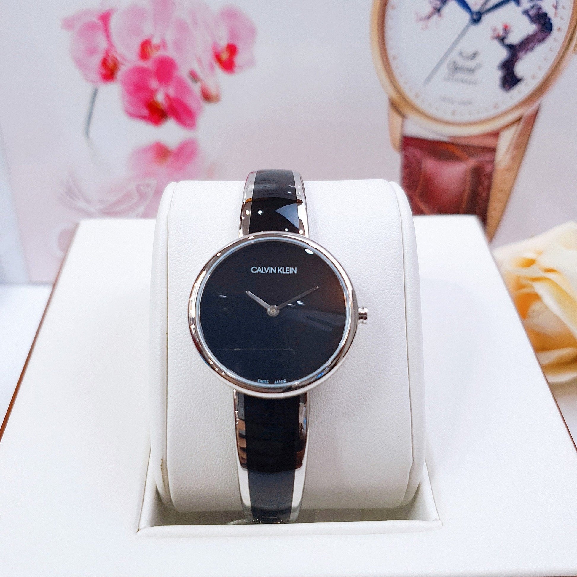  Shop Authentic Calvin Klein Seduce Black Dial Two Tone Steel Strap Watch for Women - K4E2N111 - Luxxuri