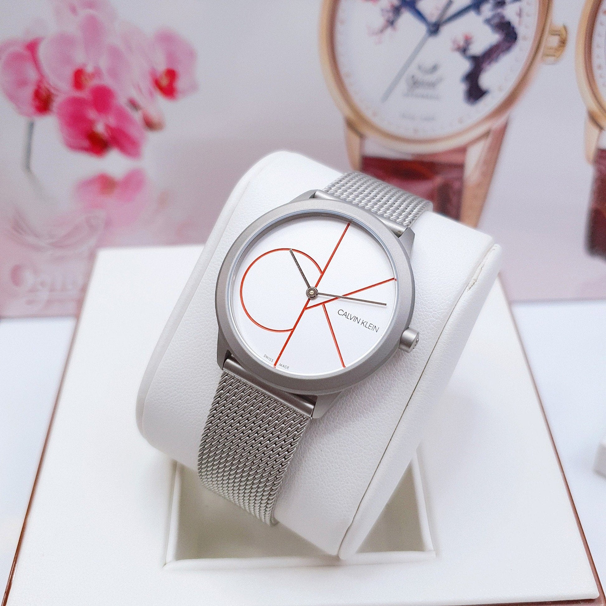  Shop Authentic Calvin Klein Minimal White Dial Silver Mesh Bracelet Watch for Women - K3M52152 - Luxxuri