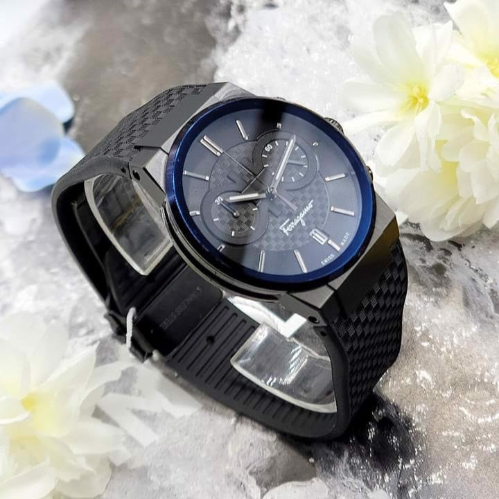  Shop Authentic Salvatore Ferragamo Sapphire Black Dial Black Rubber Strap Watch for Men - SFHP00320 - Luxxuri