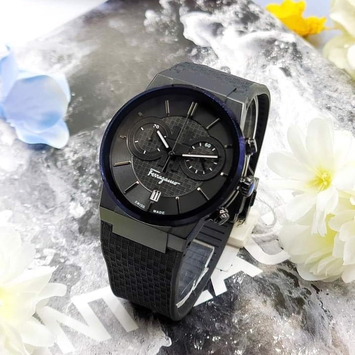  Shop Authentic Salvatore Ferragamo Sapphire Black Dial Black Rubber Strap Watch for Men - SFHP00320 - Luxxuri