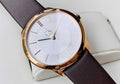  Shop Authentic Calvin Klein Minimal White Dial Brown Leather Strap Watch for Men - K3M216G6 - Luxxuri
