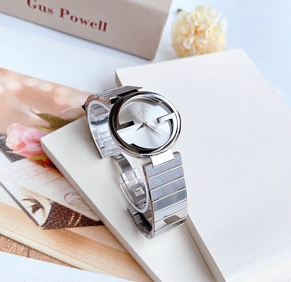  Shop Authentic Gucci G Interlocking Silver Dial Silver Steel Strap Watch For Women - YA133503 - Luxxuri