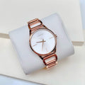  Shop Authentic Calvin Klein Stately White Dial Rose Gold Steel Strap Watch for Women - K3G23626 - Luxxuri