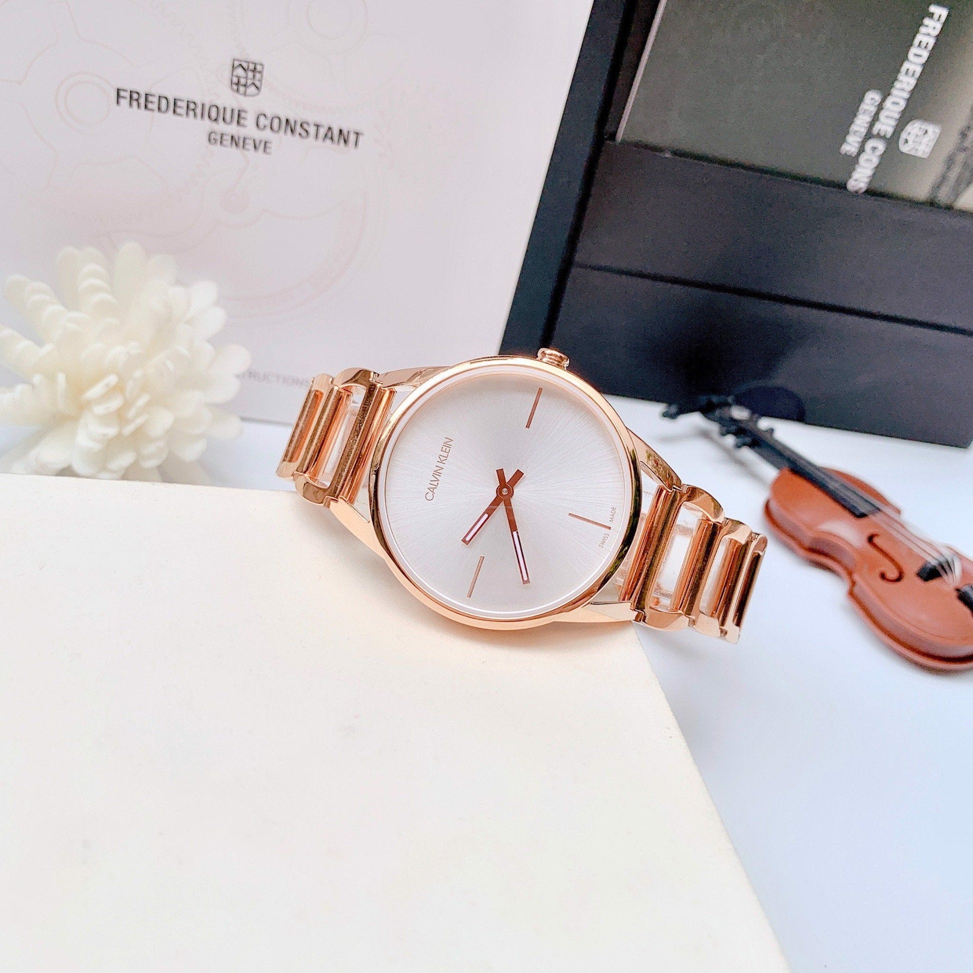  Shop Authentic Calvin Klein Stately White Dial Rose Gold Steel Strap Watch for Women - K3G23626 - Luxxuri