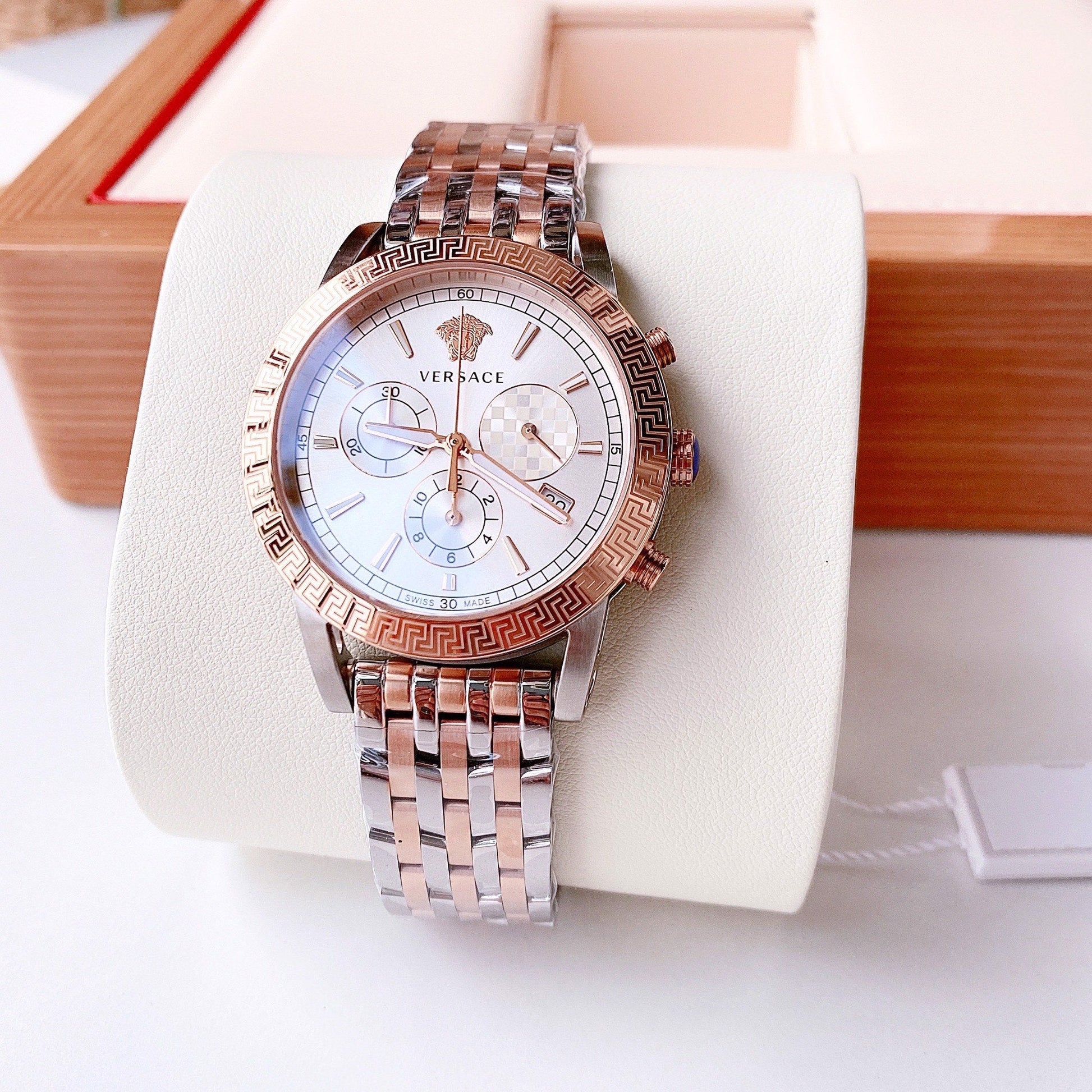  Shop Authentic Versace Sport Tech Chronograph While Dial Two Tone Steel Strap Watch for Men - VELT00319 - Luxxuri