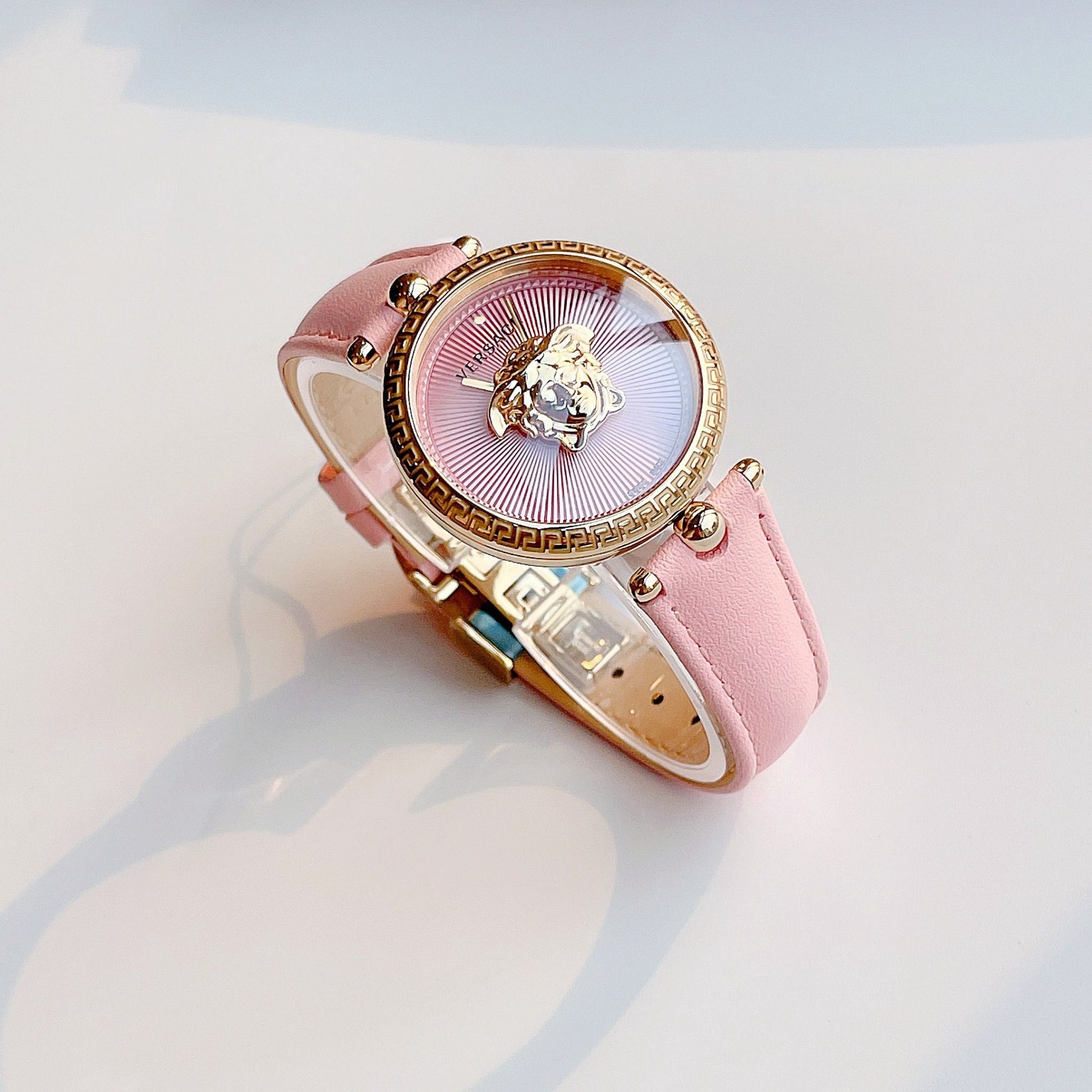  Shop Authentic Versace Palazzo Empire Pink Dial Pink Leather Strap Watch for Women - VCO030017 - Luxxuri