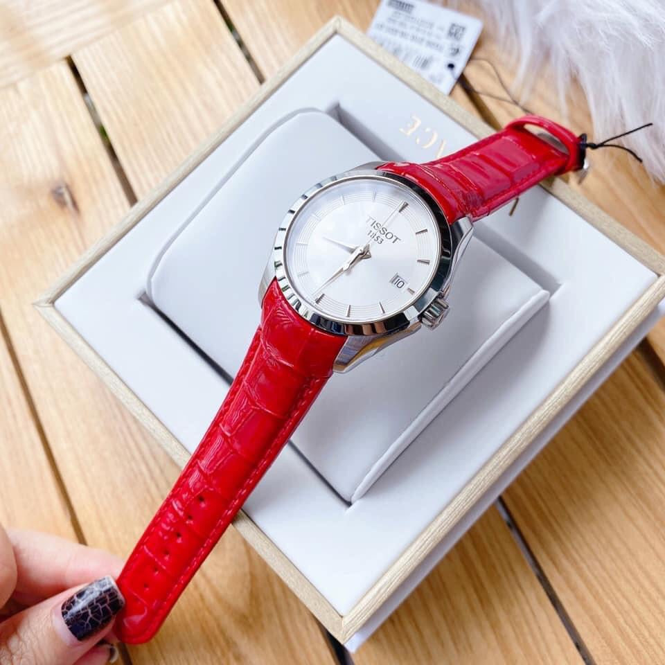  Shop Authentic Tissot Couturier Lady Silver Dial Red Leather Strap Watch for Women - T035.210.16.031.01 - Luxxuri