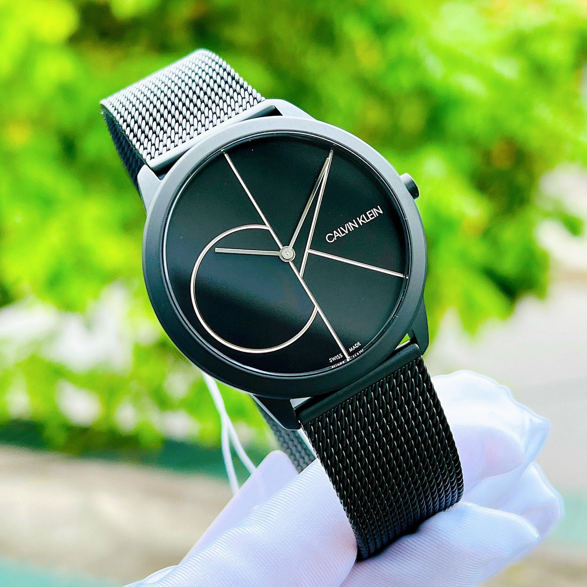  Shop Authentic Calvin Klein Minimal Black Dial Black Mesh Bracelet Watch for Men - K3M5145X - Luxxuri