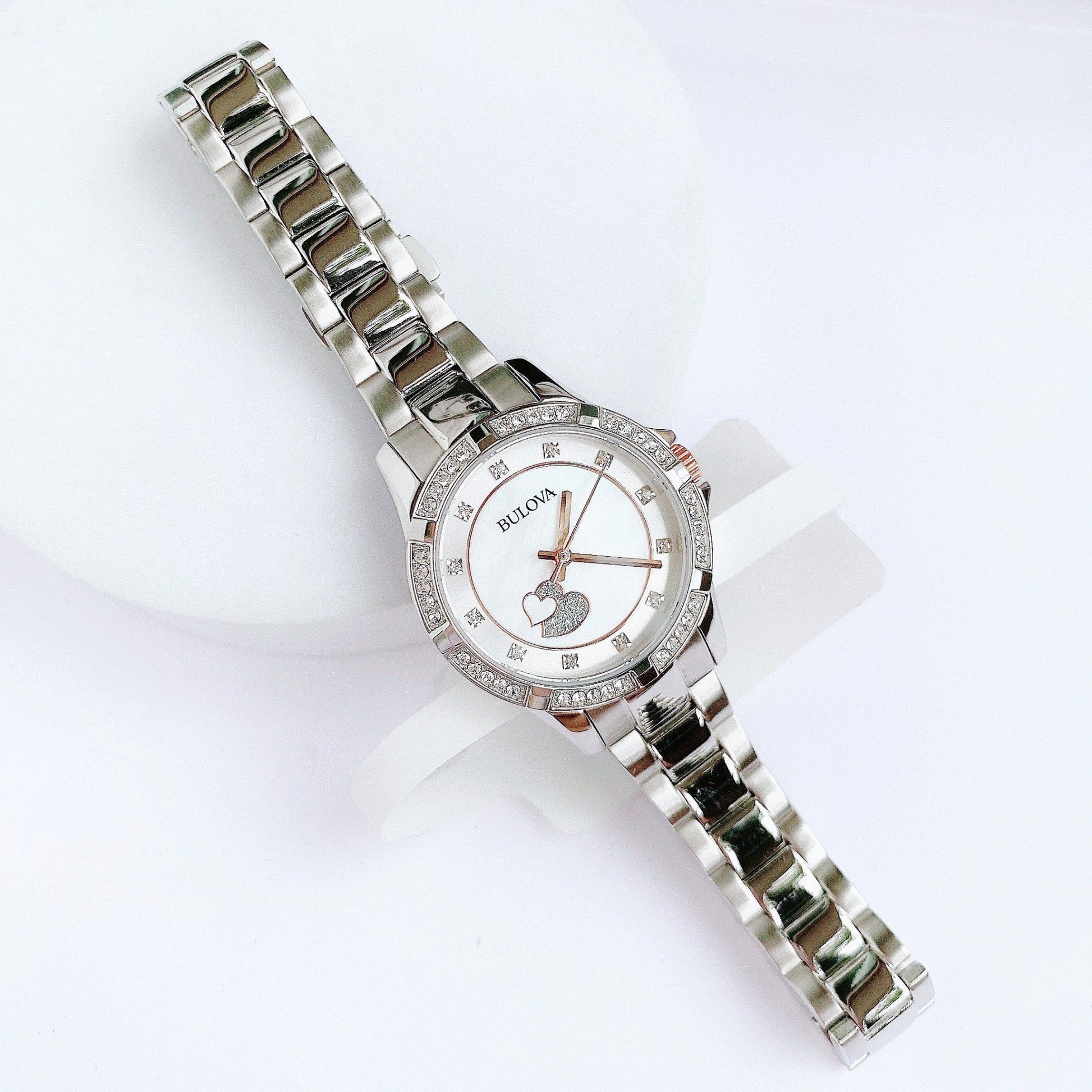  Shop Authentic Bulova Crystal Collection Mother of Pearl Dial Silver Steel Strap Watch for Women - 98L232 - Luxxuri