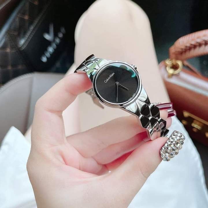  Shop Authentic Calvin Klein Snake Black Dial Silver Steel Strap Watch For Women - K6E23141 - Luxxuri