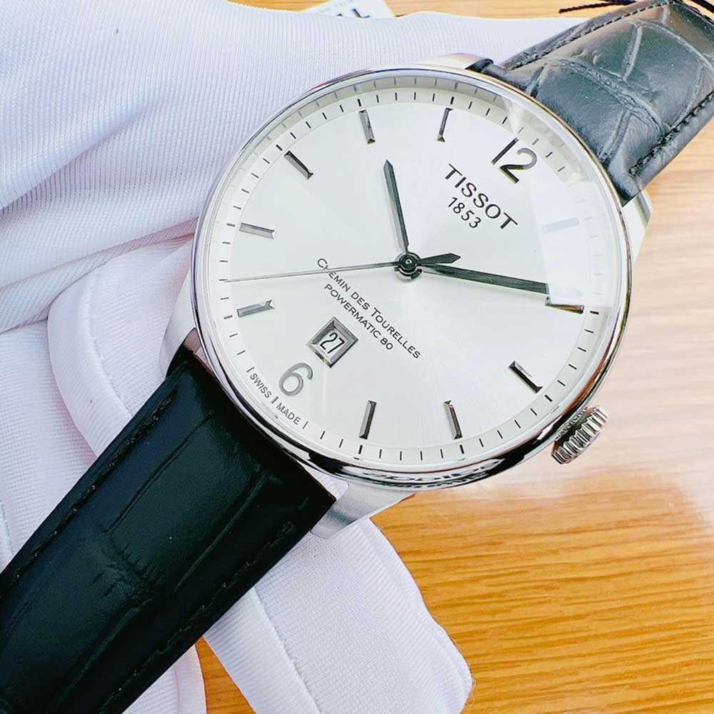  Shop Authentic Tissot Chemin Des Tourelles Powermatic 80 Silver Dial Black Leather Strap Watch For Men - T099.407.16.037.00 - Luxxuri