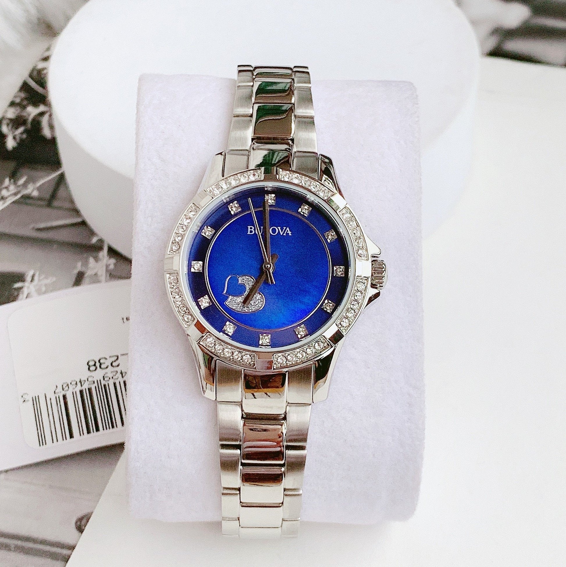  Shop Authentic Bulova Crystal Collection Blue Mother of Pearl Dial Silver Steel Strap Watch for Women - 96L238 - Luxxuri