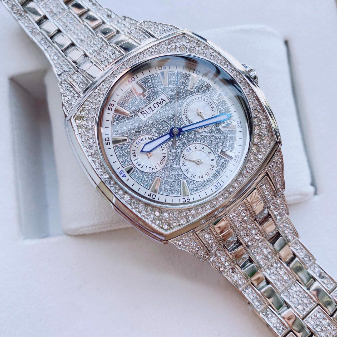  Shop Authentic Bulova Crystal Collection Phantom Silver Dial Silver Steel Strap Watch for Men - 96C002 - Luxxuri