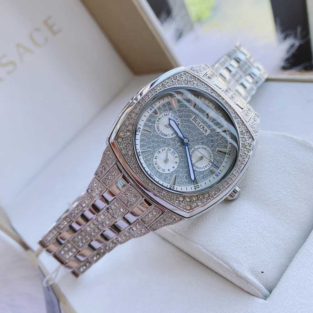  Shop Authentic Bulova Crystal Collection Phantom Silver Dial Silver Steel Strap Watch for Men - 96C002 - Luxxuri