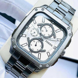  Shop Authentic Fossil Inscription Multifunction Silver Dial Grey Steel Strap Watch for Men - BQ2657 - Luxxuri