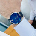 Movado Museum Classic Blue Dial Black Leather Strap Watch for Men - 0607197