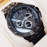  Shop Authentic Bulova Octova Chronograph Black Crystal Dial Black Steel Strap Watch for Men - 98C134 - Luxxuri