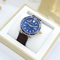  Shop Authentic Versace Hellenyium GMT Blue Dial Brown Leather Strap Watch for Men - V11080017 - Luxxuri