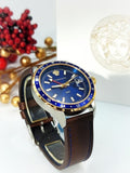  Shop Authentic Versace Hellenyium GMT Blue Dial Brown Leather Strap Watch for Men - V11080017 - Luxxuri