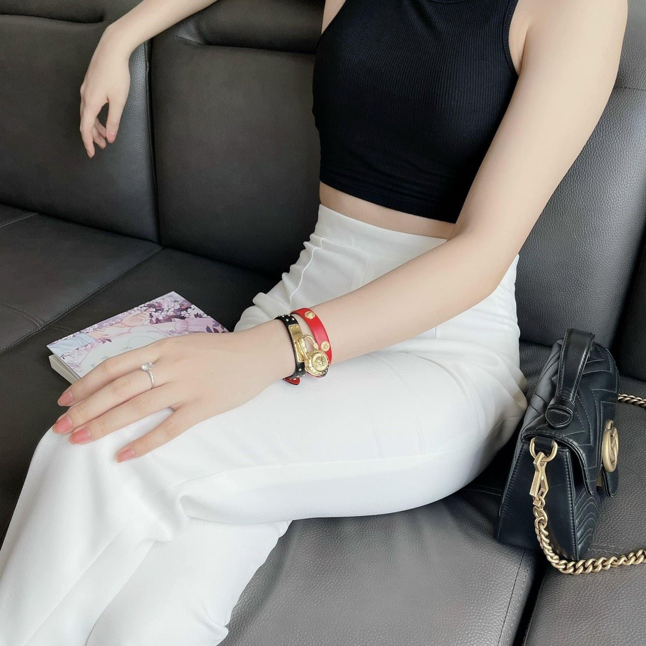  Shop Authentic Versace Medusa Lock Icon Gold Dial Red Leather Strap Watch for Women - VEDW00119 - Luxxuri