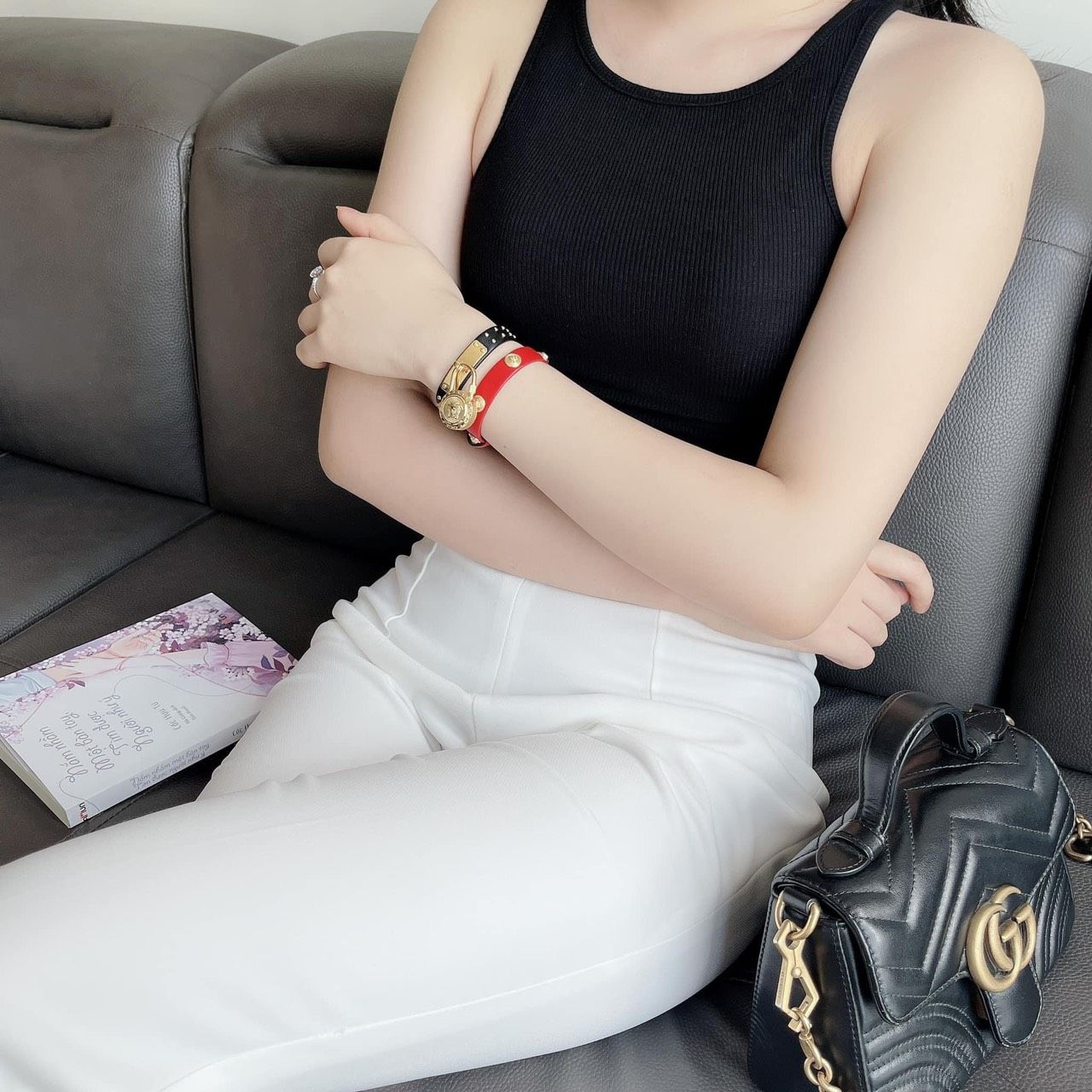  Shop Authentic Versace Medusa Lock Icon Gold Dial Red Leather Strap Watch for Women - VEDW00119 - Luxxuri