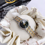  Shop Authentic Movado Veturi Quartz Black Dial Two Tone Steel Strap Watch for Women - 0606933 - Luxxuri