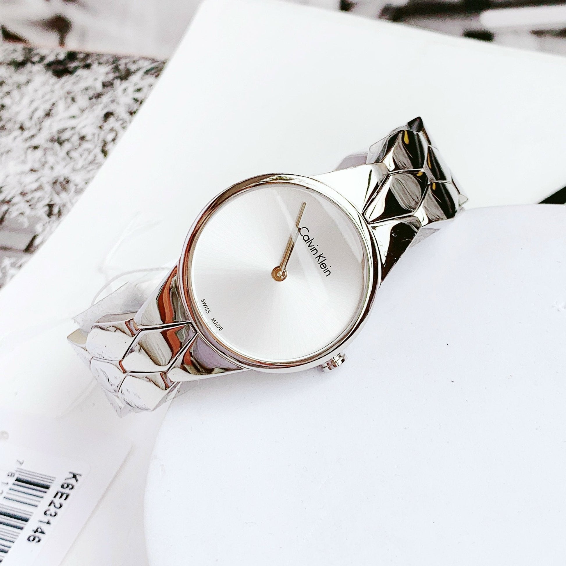  Shop Authentic Calvin Klein Snake Silver Dial Silver Steel Strap Watch For Women - K6E23146 - Luxxuri