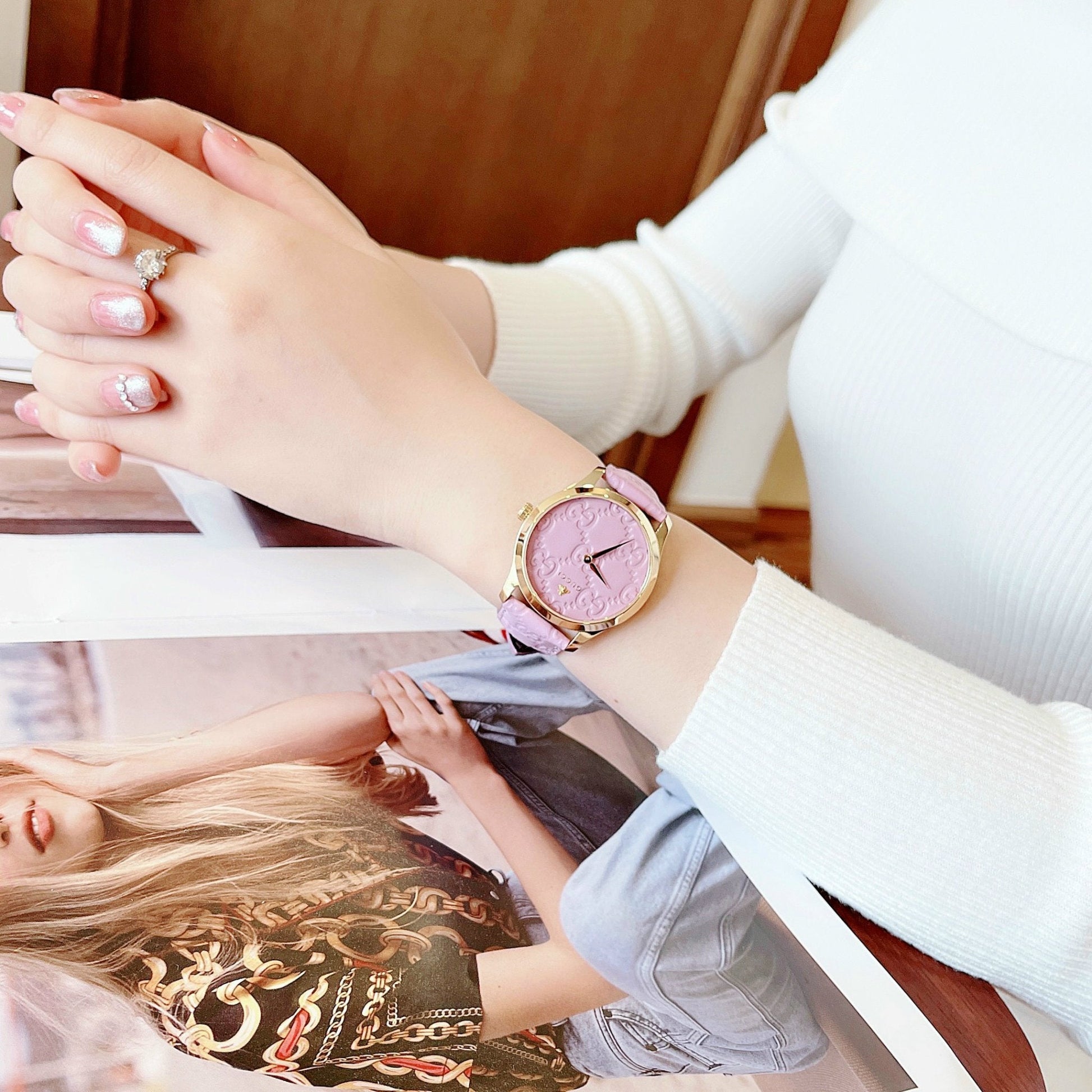  Shop Authentic Gucci G Timeless Quartz Lilac Dial Lilac Leather Strap Watch For Women - YA1264098 - Luxxuri