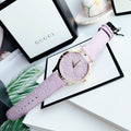  Shop Authentic Gucci G Timeless Quartz Lilac Dial Lilac Leather Strap Watch For Women - YA1264098 - Luxxuri