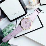  Shop Authentic Gucci G Timeless Quartz Lilac Dial Lilac Leather Strap Watch For Women - YA1264098 - Luxxuri