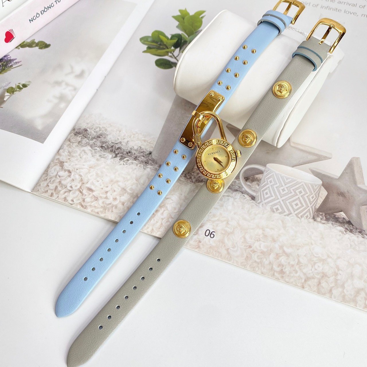  Shop Authentic Versace Medusa Lock Icon Quartz White Dial Blue Leather Strap Watch for Women - VEDW00419 - Luxxuri