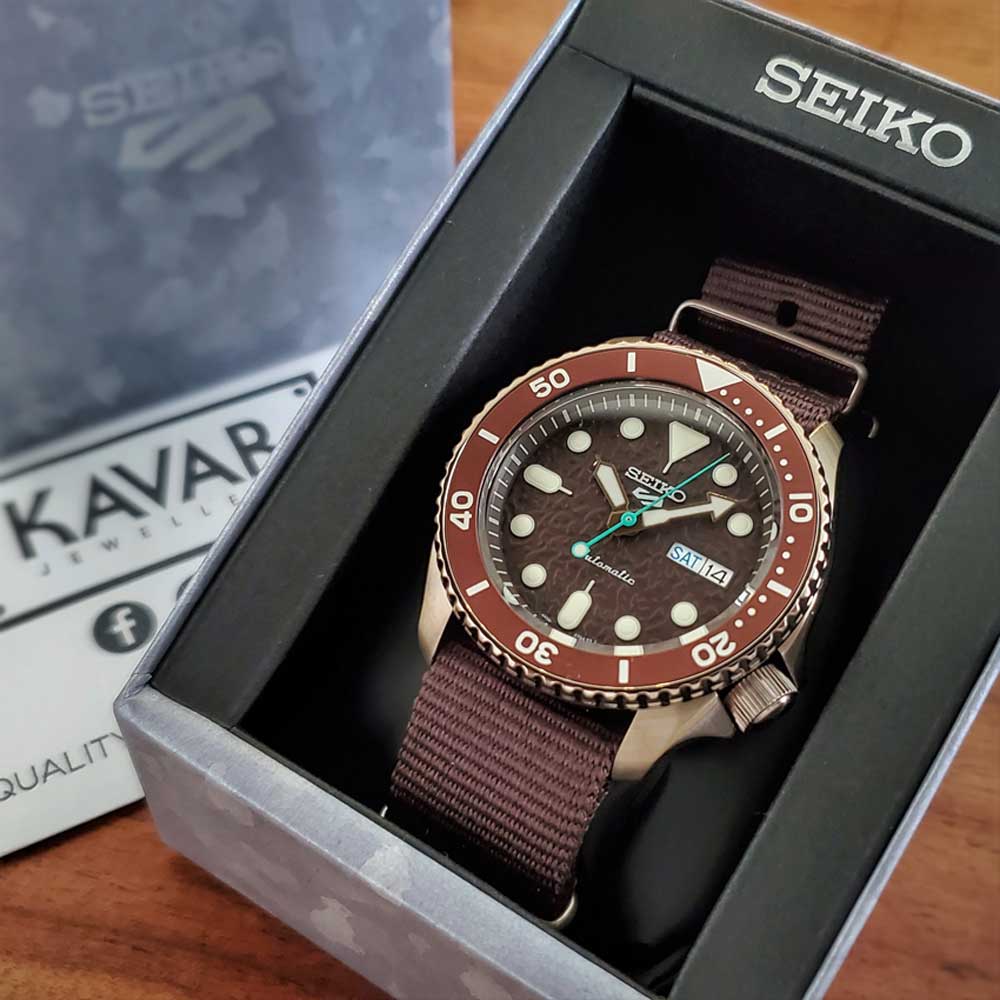  Shop Authentic Seiko 5 Sport Automatic Brown Dial Brown Nylon Strap Watch For Men - SRPD85K1 - Luxxuri