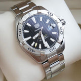  Shop Authentic Tag Heuer Aquaracer Automatic Caliber 5 Black Dial Silver Steel Strap Watch for Men - WBD2110.BA0928 - Luxxuri