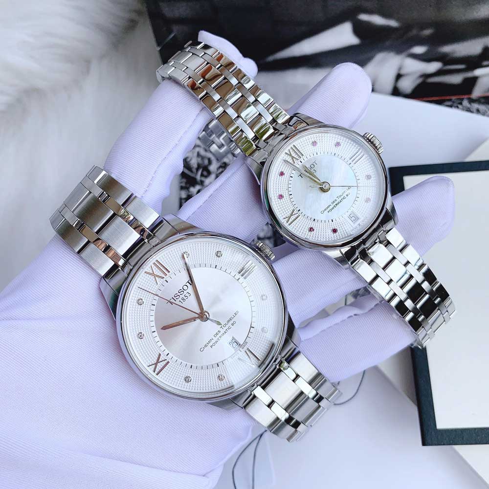  Shop Authentic Tissot Chemin Des Tourelles Powermatic 80 Rubies Mother of Pearl Dial Silver Steel Strap Watch For Women - T099.207.11.113.00 - Luxxuri