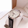  Shop Authentic Versace V-Circle Silver Dial Black Leather Strap Watch for Men - VEBQ01219 - Luxxuri